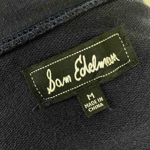 Sam Edelman Navy Distressed Ripped Boatneck Long Sleeve Sweatshirt Medium - Picture 6 of 8